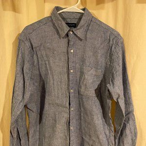 Proper Cloth Blue Cotton and Linen Stretch Slub Twill - Men's M, See description